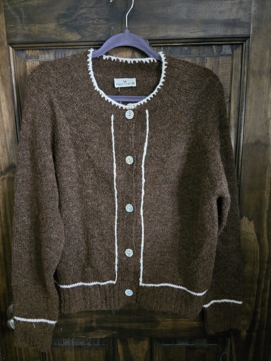 Urban Daizy Sweaters - Urban Outfitters Brown Contrast-Trim Cardigan Sweater
